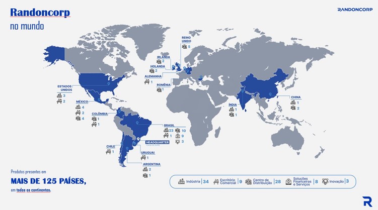 Locais do mundo em que a Randoncorp está presente